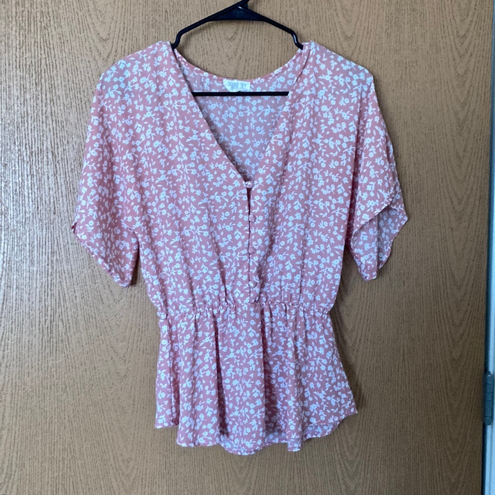 Sienna Sky Pink Floral Peplum Blouse